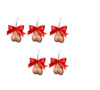 Divertidos aretes de bola de Navidad para mujer, aretes de gota novedosos con lazo, joyería de Navidad grosera, bonitos regalos de broma para niñas y mujeres, 6 pcs earrings, Metal, Abulón