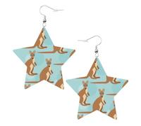 Divertidos aretes de fiesta de zoológico de canguro para mujer, aretes colgantes de estrella brillante, joyería de gota de moda para salidas nocturnas, One Size, Cuero