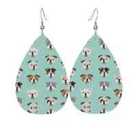Divertidos aretes de gota de bulldog inglés para mujer, aretes artísticos de estrella, joyería colgante contemporánea para fiestas y sociedades