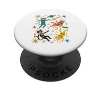 Divertidos astronautas Retro de Gatos espaciales de Mediados de Siglo PopSockets PopGrip Adhesivo