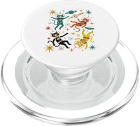 Divertidos astronautas Retro de Gatos espaciales de Mediados de Siglo PopSockets PopGrip para MagSafe