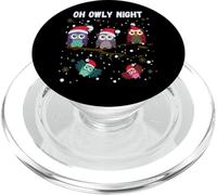 Divertidos búhos de Navidad Lindos en Sombreros de Santa Oh Holy Owly Noche PopSockets PopGrip para MagSafe