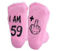 Divertidos calcetines de cumpleaños para mujer, calcetines novedosos, regalos de cumpleaños para mujer, calcetines de feliz cumpleaños, ideas para mamá, abuela, amiga, tía, 59 + 1, Altoa única