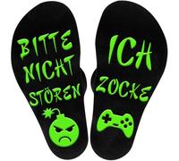 Divertidos calcetines para juegos con texto en alemán "Bitte nicht stören Ich Zocke, Socken Zocken Geschenke für Männer, Lustige Socken Geschenk Geburtstag Erntedankfest Ostern Geschenk, Geschenke für
