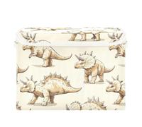 Divertidos contenedores de almacenamiento de dinosaurio triceratops beige para organizar con asa para ropa de bebé y habitación de niños