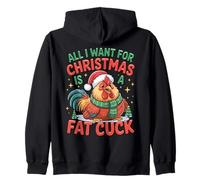 Divertidos Dibujos Animados Gallo Navidad Deseo Santa Sombrero Bufanda Vacaciones Sudadera con Capucha