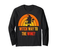 Divertidos dichos de Halloween para Mujeres y Mujeres de Witch Way to The Wine Manga Larga