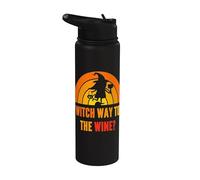 Divertidos dichos de Halloween para mujeres y mujeres de Witch Way to the Wine Stainless Steel Insulated Water Bottle