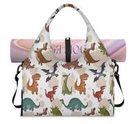 Divertidos dinosaurios deportivos con compartimento para zapatos, lindos dinosaurios, animales, fin de semana, bolsa de equipaje para gimnasio, yoga, viajes, color, L, Bolsa de viaje