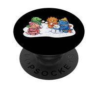 Divertidos Dinosaurios Jugando En La Nieve. PopSockets PopGrip Adhesivo