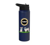 Divertidos eclipses solares 2026 perros con gafas de sol eclipse Stainless Steel Insulated Water Bottle