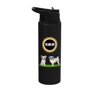 Divertidos eclipses solares 2026 perros con gafas de sol eclipse Stainless Steel Insulated Water Bottle