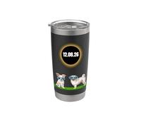 Divertidos eclipses solares 2026 perros con gafas de sol eclipse Vaso térmico de acero inoxidable de doble pared