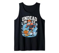 Divertidos Esqueletos de Hockey de Muertos vivientes en el Hielo para Halloween Camiseta sin Mangas