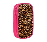 Divertidos estuches con estampado de granos de café tostados prácticos con múltiples compartimentos, para oficina, viajes, escuela, arte, suministros diarios, Pink, Talla única, Bolsillo para el