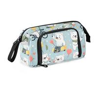 Divertidos estuches de dibujos animados de osos polares de gran capacidad con asa de cremallera para niños y escuela, multicolor, Talla única, moderno