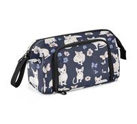 Divertidos estuches Devon Rex Cats azul marino de gran capacidad con lápices, estuche portátil para lápices, cosméticos para enfermera, escuela secundaria