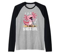 Divertidos fanáticos del Karaoke Cantando Axolotl de Sing-alotl Camiseta Manga Raglan