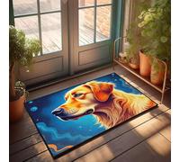 Divertidos felpudos para entrada exterior Golden Retriever en una escena submarina abstracta alfombra fresca para el hogar dulce hogar (40 x 60 cm)