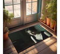 Divertidos felpudos para la entrada exterior, una mujer en un vestido negro con un collar, felpudo para puerta de casa, dulce hogar (50 x 80 cm)