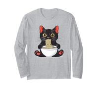 Divertidos fideos ramen gato comiendo anime kawaii japonés retro Manga Larga
