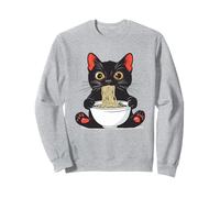 Divertidos fideos ramen gato comiendo anime kawaii japonés retro Sudadera