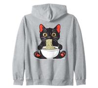 Divertidos fideos ramen gato comiendo anime kawaii japonés retro Sudadera con Capucha