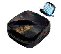 Divertidos gatos con paraguas, bolsa de almacenamiento para servilletas sanitarias, bolsa portátil para mujeres, adolescentes y niñas, bolsa de copa menstrual, soporte para almohadilla de lactancia