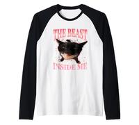 Divertidos Gatos Humor The Beast Inside Me Cute Silly Cat Meme Camiseta Manga Raglan