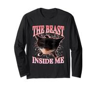 Divertidos Gatos Humor The Beast Inside Me Cute Silly Cat Meme Manga Larga