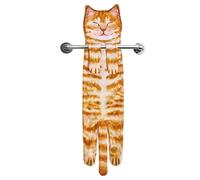 Divertidos Gatos Toalla de Mano-Decoración Gato Toalla Colgantes para Baño Trapos de Cocina-Animal Absorbente suave Toallas-regalos Graciosos Para Originales Mujer Amantes de Los Gatos-Sonrisa Naranja
