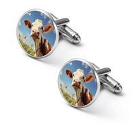 Divertidos gemelos redondos para camisa de vaca, para negocios, bodas, fiestas, día del padre, 2.0cm, Metal, No es una piedra preciosa