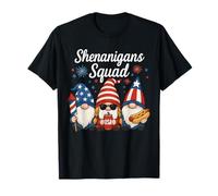 Divertidos gnomos patrióticos del escuadrón de travesuras retro con fuegos artificiales Camiseta