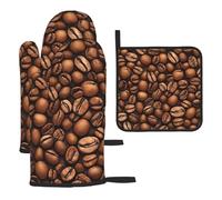 Divertidos guantes de horno y soporte para ollas, juego de 3 guantes de horno resistentes al calor, antideslizantes, guantes de cocina y almohadilla caliente para hornear, cocinar, asar a la parrilla