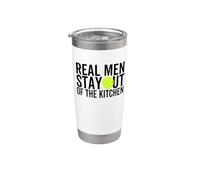 Divertidos hombres de verdad se quedan fuera de la cocina, juego de pickleball, deporte Vaso térmico de acero inoxidable de doble pared