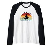 Divertidos Instructores de Yoga para meditación, diseño Retro Camiseta Manga Raglan