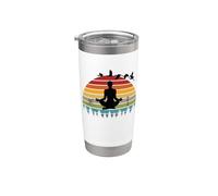 Divertidos instructores de yoga para meditación, diseño retro Vaso térmico de acero inoxidable de doble pared