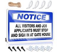 Divertidos letreros de café con texto en inglés "Notice All Visitors And Job Applicants Must Stop And Sign In At Gate House", decoración divertida al aire libre (20 x 30 cm)