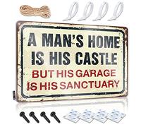 Divertidos letreros de escritorio con texto en inglés "A Man'S Home Is His Castle But Garage Is Sanctuary" (30 x 40 cm)