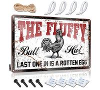 Divertidos letreros de escritorio con texto en inglés "Chicken Coop The Fluffy Butt Hut Last One In Is A Rotten Egg" (20 x 30 cm)