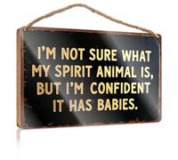 Divertidos letreros de escritorio con texto en inglés "I'm Not Sure What My Spirit Animal Is." para decoración de dormitorio, campista (15 x 28 cm)