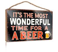 Divertidos letreros de escritorio con texto en inglés "It's The Most Wonderful Time For A Beer". Decoración para dormitorio o caravana (20 x 30 cm)