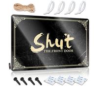 Divertidos letreros de escritorio con texto en inglés "Shut The Front Door Tin Sign" (30 x 40 cm)