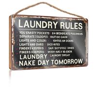Divertidos letreros de escritorio vintage con reglas de lavandería: una guía divertida para lavar ropa, letrero de madera para decoración de sala de juegos, decoración del hogar occidental (23 x 35 cm