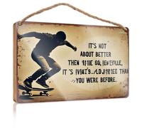Divertidos letreros de habitación con texto en inglés "It'S Not About Better Than Anyone Else It'S About Being Better Than You Were Before Wooded", decoración divertida para el hogar y exteriores