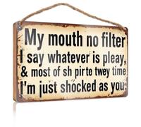Divertidos letreros de habitación con texto en inglés "My Mouth No Filter I Say Whatever Is Pleay", decoración divertida para el hogar y exteriores, decoración de otoño