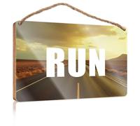 Divertidos letreros de habitación con texto en inglés "Run Towards Your Dreams" - Letrero de madera para decoración de otoño