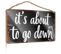 Divertidos letreros de madera para puerta de baño con texto en inglés "It'S About To Go Down: A Jarred Moment" (20 x 30 cm)