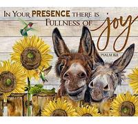 Divertidos letreros de metal de estaño con texto en inglés "In Your Presence There is Fullness of Joy Donkey Fun Diching", placa vintage para decoración de pared, bar, pub, cafetería, hogar, póster