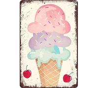 Divertidos letreros de metal de estaño, placa de helado, póster de pared, decoración artística, letreros vintage, regalo, cocina, postres, tienda, cafetería, decoración del hogar, 12x16 pulgadas